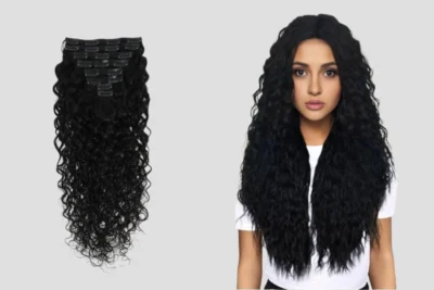 Clip-in curly hair extensions